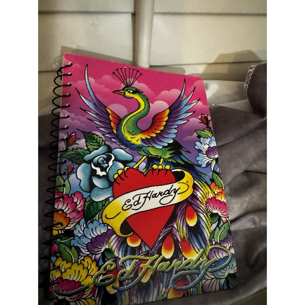 Vintage Lisa Frank Spiral Ed‎ Hardy Peacock Notebook 90's